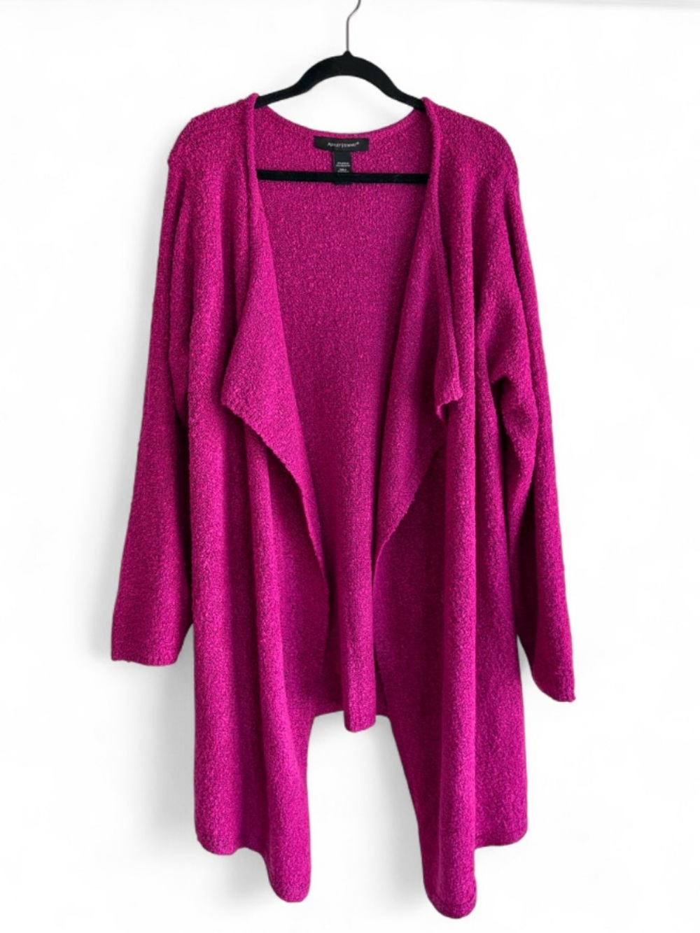 Ashley Stewart Hot Pink Boucle Knit Long Open Cardigan Size 22/24
